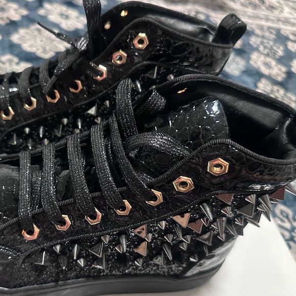 Enzo Romeo Men's Fashion High Top Crystal Shimmer Rhinestone Sneakers size 7.5US - Picture 4 of 7
